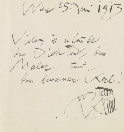 Albumblatt mit eigenhändigem Aphorismus und Unterschrift von Gustav Klimt